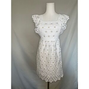 Xtraordinary White Daisy Lace Mini Dress Cottagecore Bridal